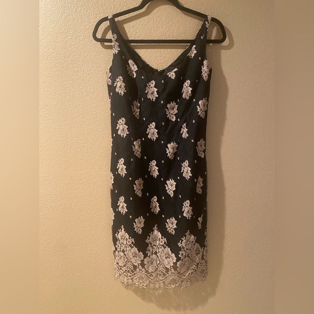 Milly Black and White Spaghetti Strap Slip Dress